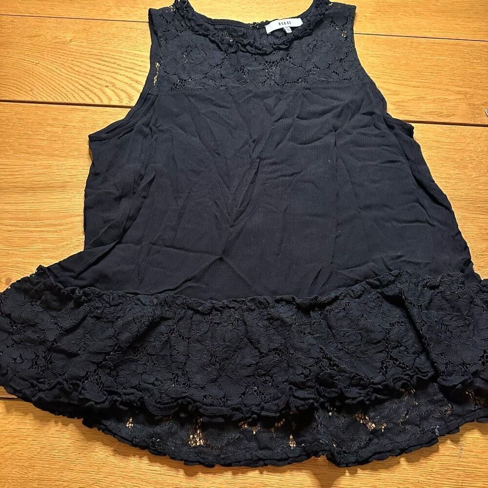 Ro & de black lace blouse tank medium